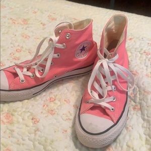 Pink high top converse